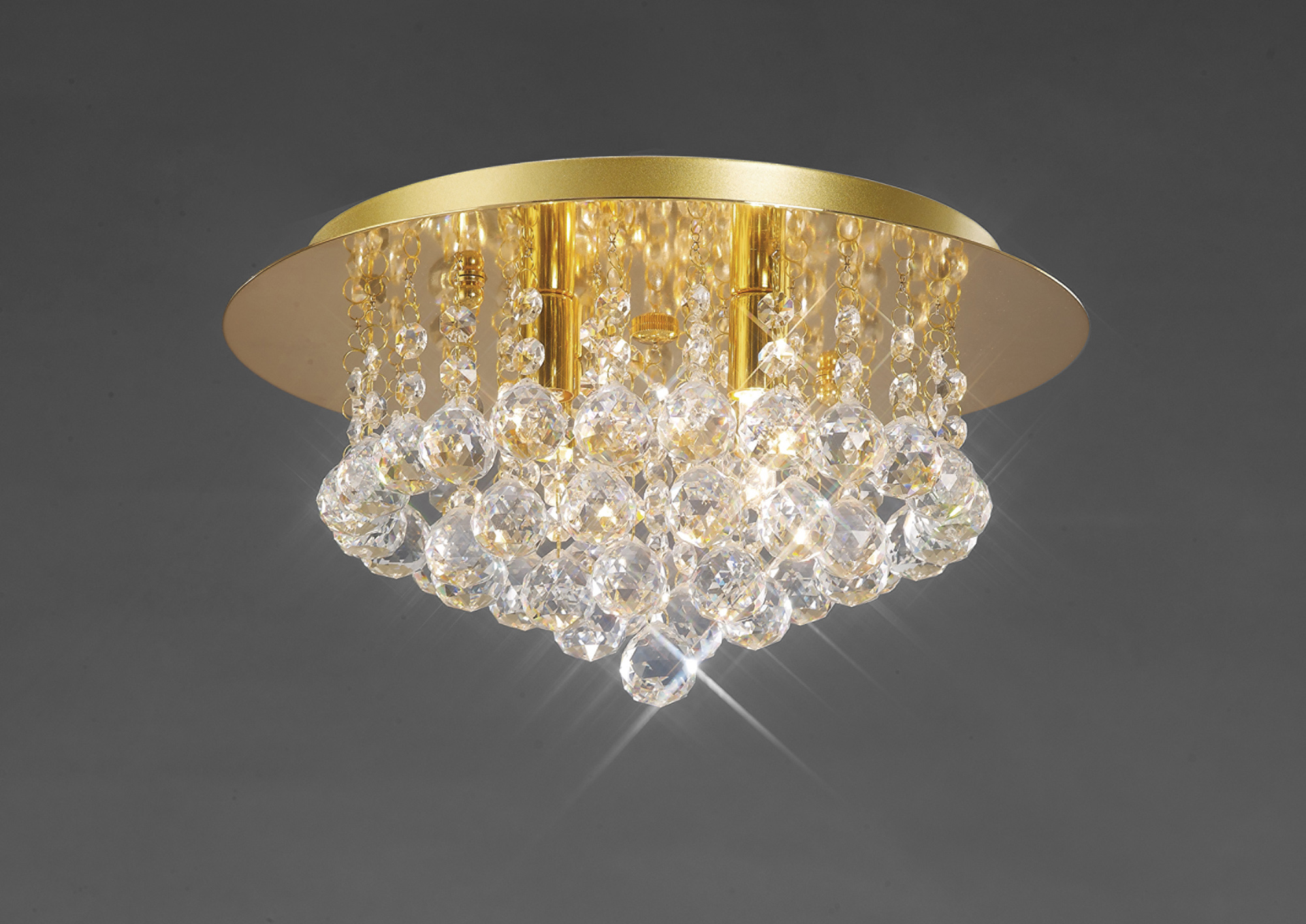 D0004  Dahlia 35cm Crystal Flush Ceiling 4 Light French Gold; Clear